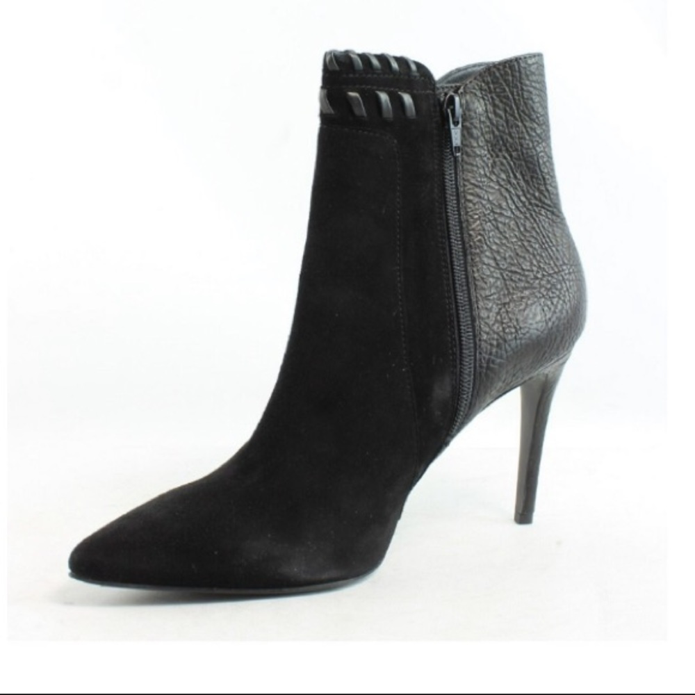 Designer black suede leather fringe booties 9.5 - Picture 5 of 5